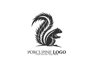 Obraz premium Artistic porcupine logo in a clean vector design with bold curved spines forming a circular shape, perfect for high-end minimalist branding and eco-conscious business identity.
