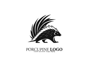 Fototapeta premium Iconic porcupine logo featuring black and white curved quills in a creative abstract form, perfect for branding wildlife-focused organizations, eco-products, and creative companies.