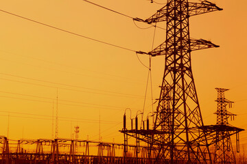 High voltage electric tower line