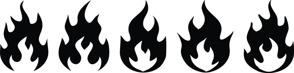 Fire flame icon set. Vector illustration
