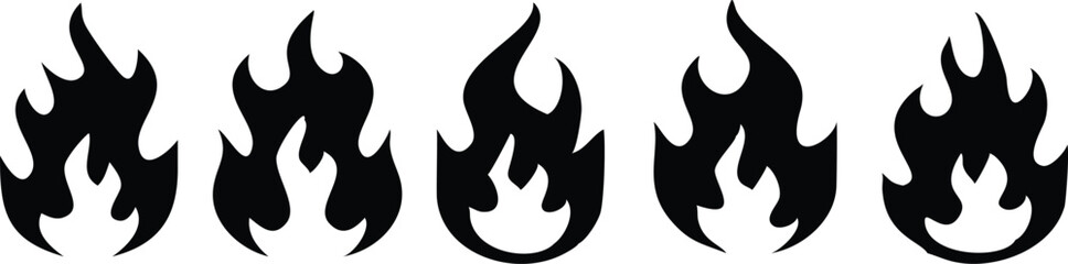 Fire flame icon set. Vector illustration