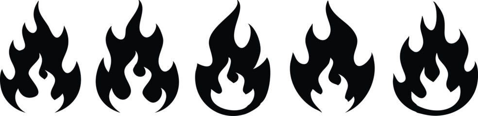 Fire flame icon set. Vector illustration
