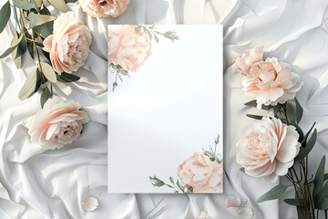Flawless Picture of Double Sided Wedding Invitation Card Template with Flower Bouquet