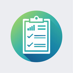 Obraz premium Checklist Icon On Clipboard With Graph And Checkmarks