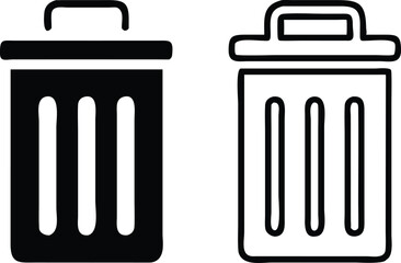 Bin icon set. Trash can, delete button. Vector