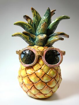 Naklejki detailed picture of funny pinapple with sun glasses