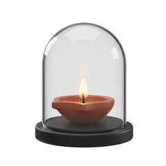 Terracotta Candle Under Glass Dome