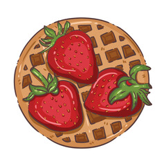 waffle strawberry illustration isolated