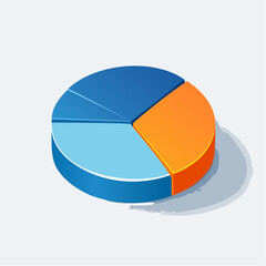 Obraz premium Isometric 3D Pie Chart with Blue and Orange Segments