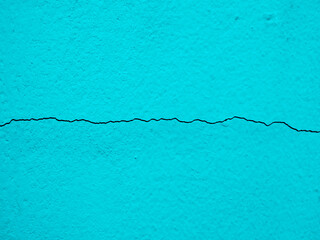 Crack wall texture background broken earthquake effect, blue building cement damage pattern plaster grunge black line paint surface abstract, construction rough street concrete backdrop.