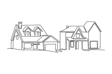 Real estate concept. Single line draw design. Vector graphic illustration