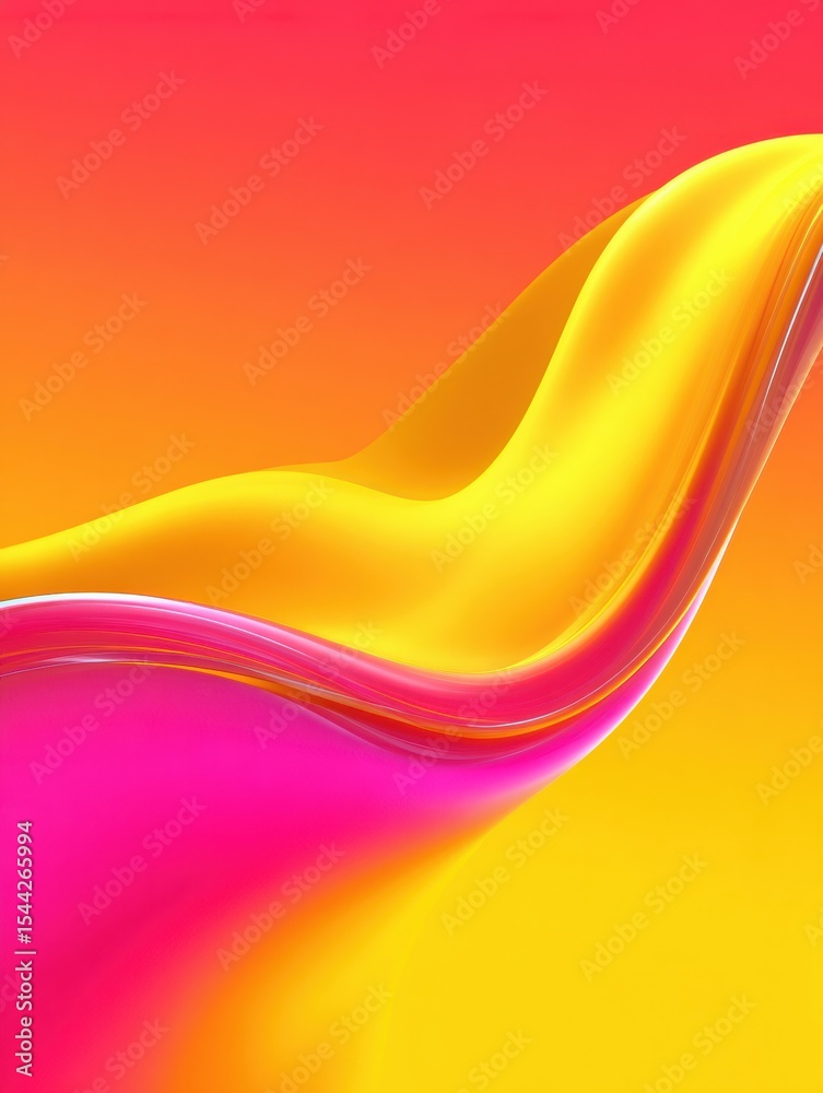 Poster bright yellow and pink gradients flow freely in an abstract wave design, creating a harmonious blend