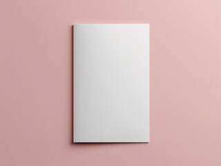 Blank A4 paper brochure on pink background.