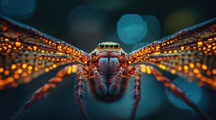 close up of blue dragonfly