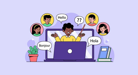 Online Language Tutor Guiding Students in Different Languages © Pemburu