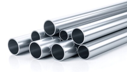 Metallic Pipes on White Background.