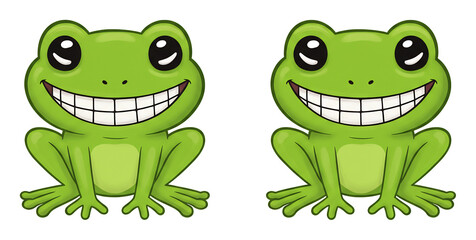 Obraz premium 笑顔の可愛いカエル二匹 仲良く座る