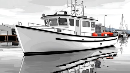 Fototapeta premium Fishing boat moored in harbor