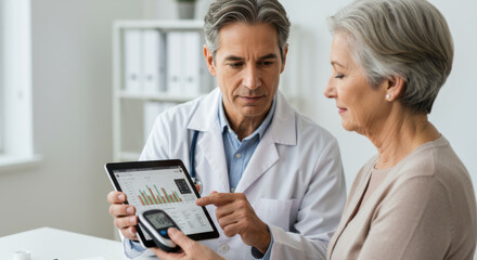 Obraz premium doctor talking to senior woman