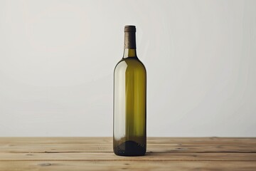 Vibrant Color Picture of Closeup of Wine Bottle on Table Against White Background