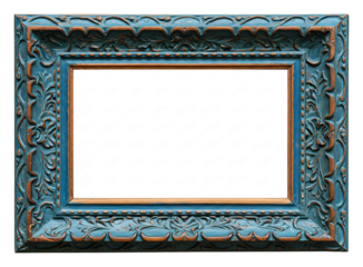 青銅色縁取り 上品な青絵画額縁 優雅な装飾