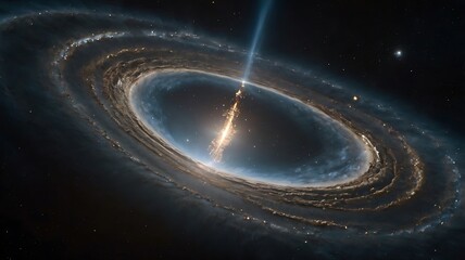  Deep Space Probe Enters Wormhole Surrounded by Spiraling Light and Collapsing Stars