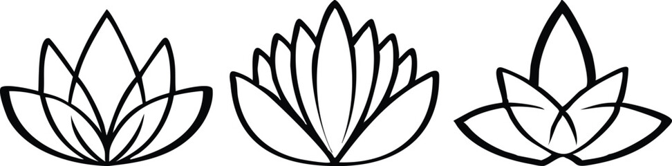 Lotus flower symbol, logotype set. Vector