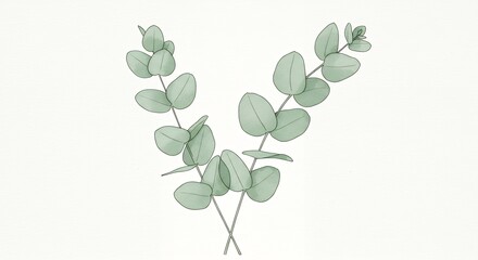 Eucalyptus foliage branches on white background