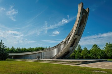 Beautiful View of the Axe Majeur Under the Blue Sky Captured in Cergy, France