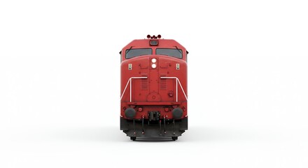 Red freight locomotive front view