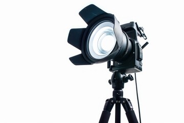High Quality Visual of Studio Softbox Light Mounted on Tripod with White Background