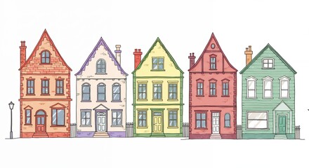 Naklejka premium Row of colorful houses illustration