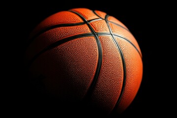 high detail visual of top view of new basketball with copy space