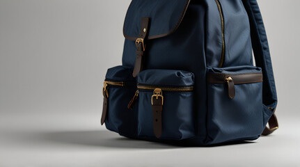  Modern Dark Blue Backpack on White Background,generative.ai