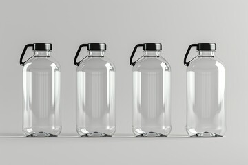 Detailed Visual  of Water Bottles with Handle Mockup, Leaned