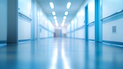 Fototapeta premium Contemporary blue office interior with abstract blur background