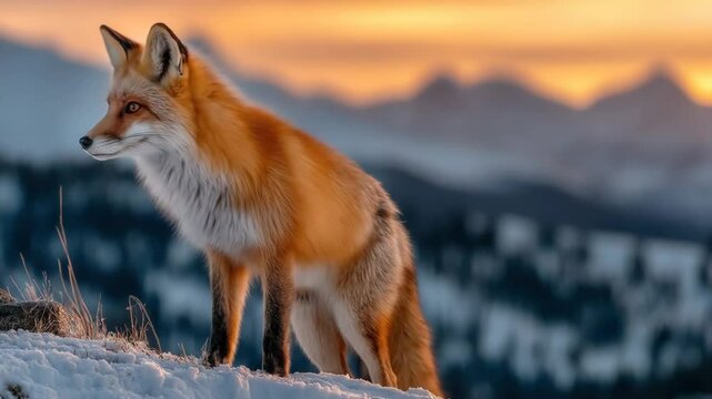 Red Fox Sunset Mountain View.