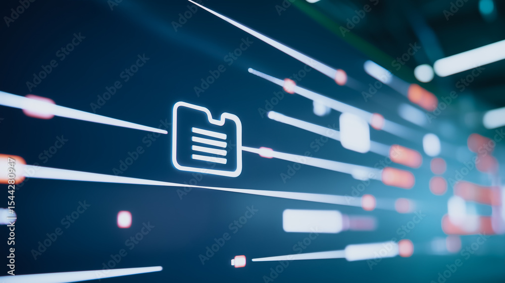 Wall mural data stream flow: a stylized depiction of data flowing across a digital network, symbolized by lines