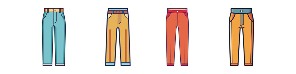 Chinos Flat Illustration in Simple Minimalist Style
