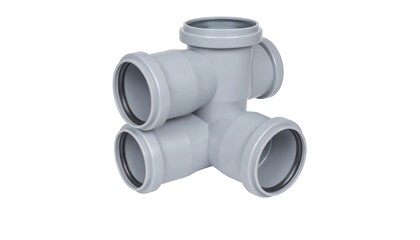 PVC pipe fitting on white background.