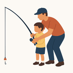 Obraz premium Father and son fishing together for father's day on transparent background