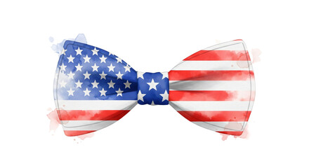 Patriotic American flag bow tie, watercolor design, perfect for Fourth of July, Memorial Day, Veterans Day celebrations, political campaigns, national events, or formal attire;