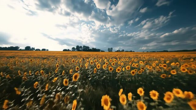 Sunflowers Field with Summer Sky.