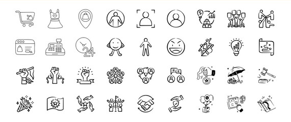 Black and White Hand Drawn Business Icon Collection