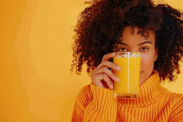 High Quality Picture of Medium Shot Woman Drinking Juice