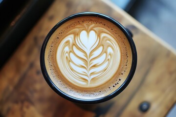 premium quality visual of top view of coffee with copy space