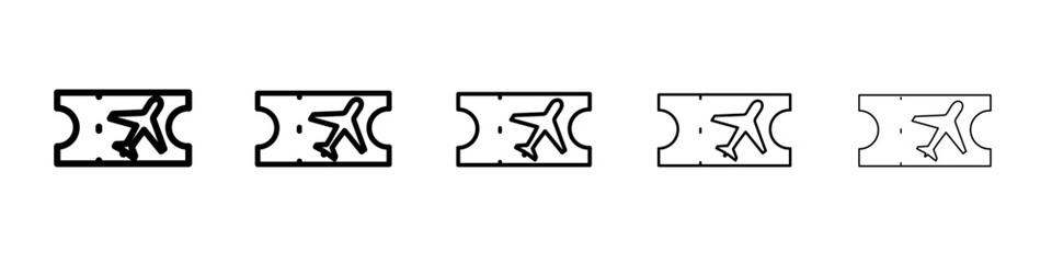 Airline ticket icon black and white vector sign