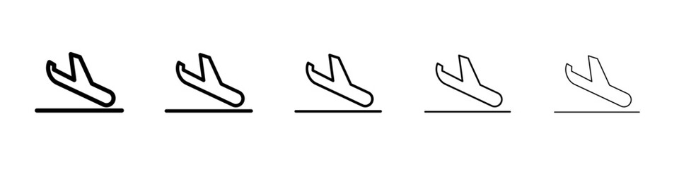 Arrivals plane icon black and white vector sign