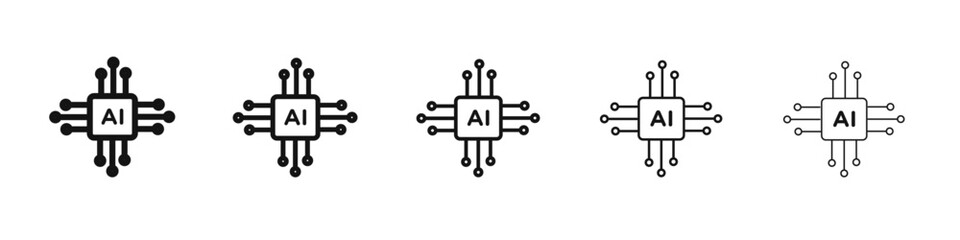 Artificial intelligence icon black and white vector sign