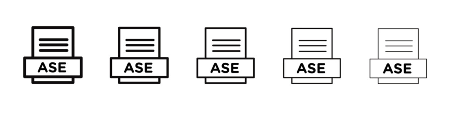 ASE File Document Icon black and white vector sign